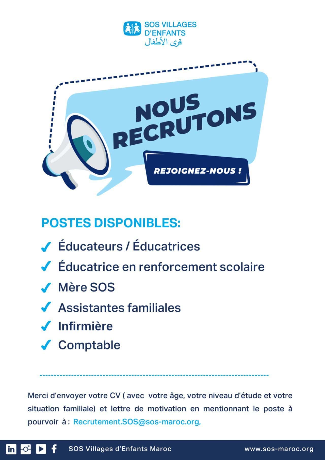 SOS Villages d’Enfants Maroc Recrute: Plusieurs Postes Ouverts